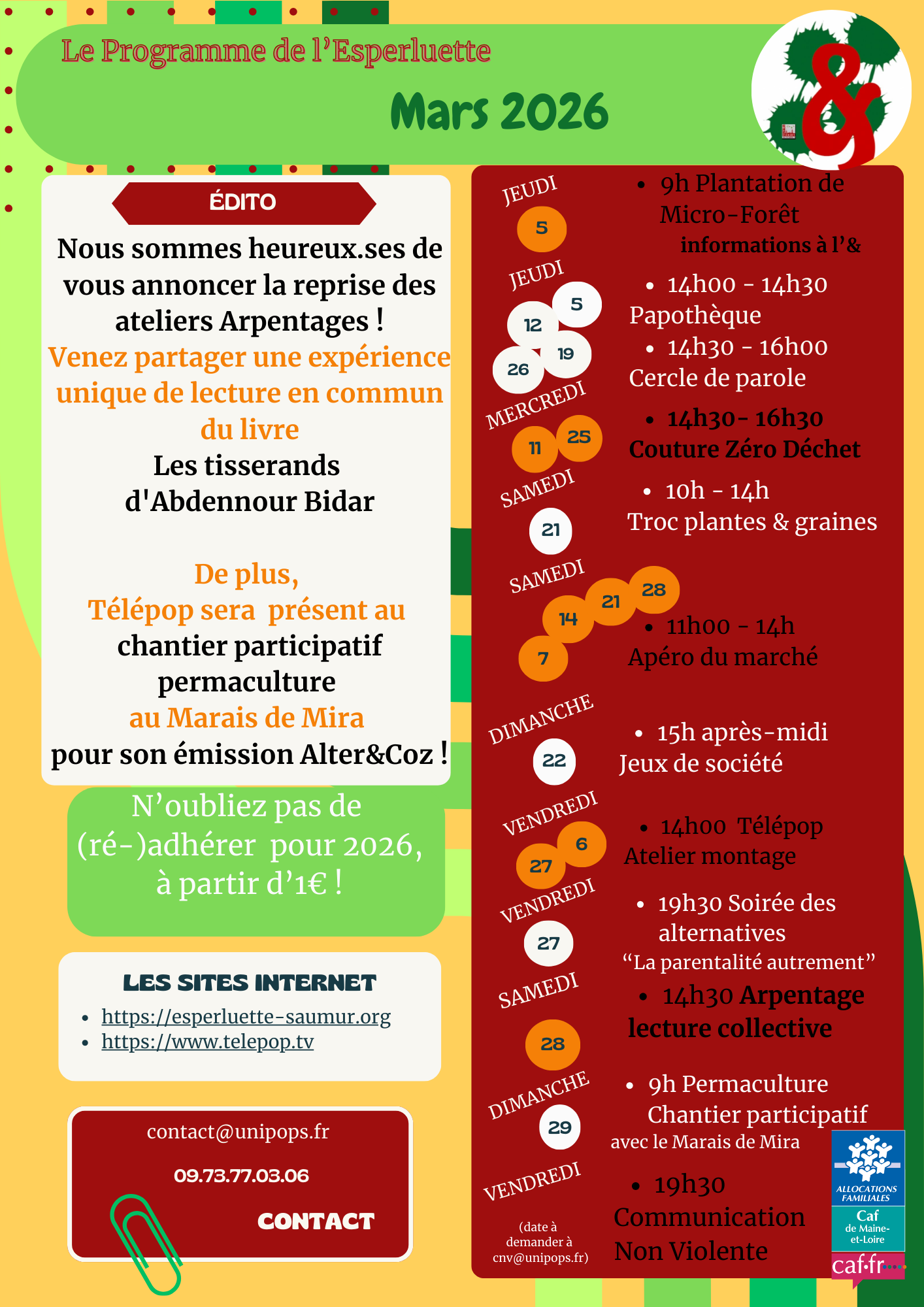 Le Programme de l’esperluette &amp; - Février 2026