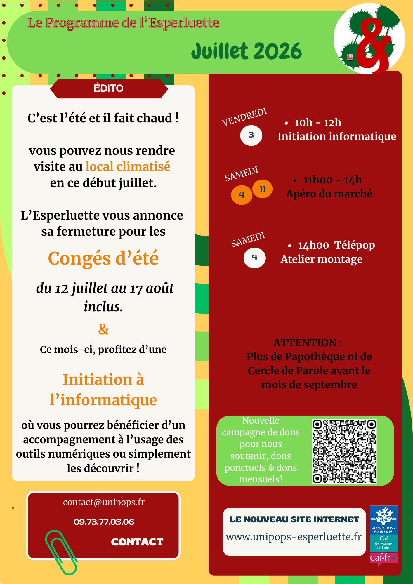 Programme &amp; juillet 2026